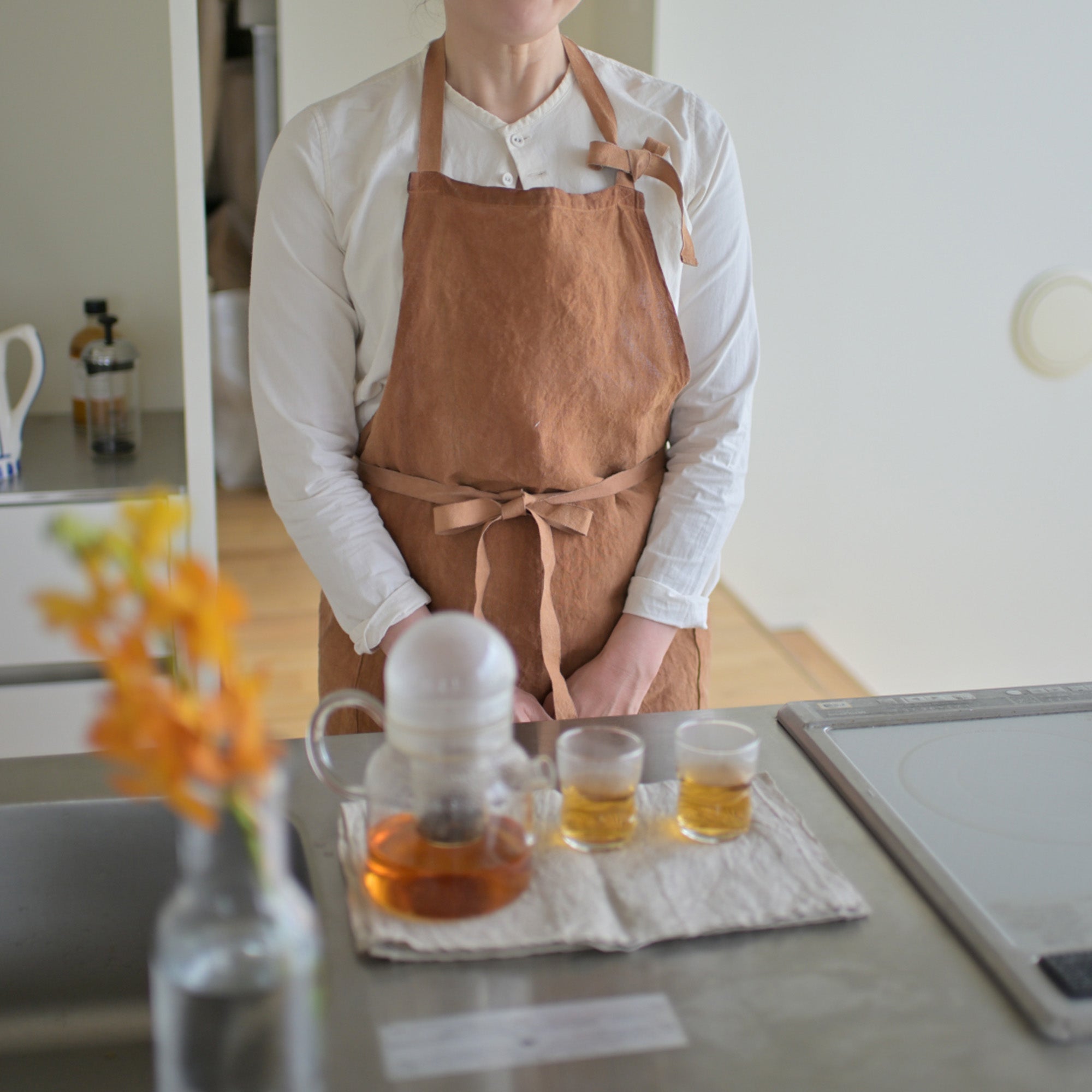Persimmon dyed full apron