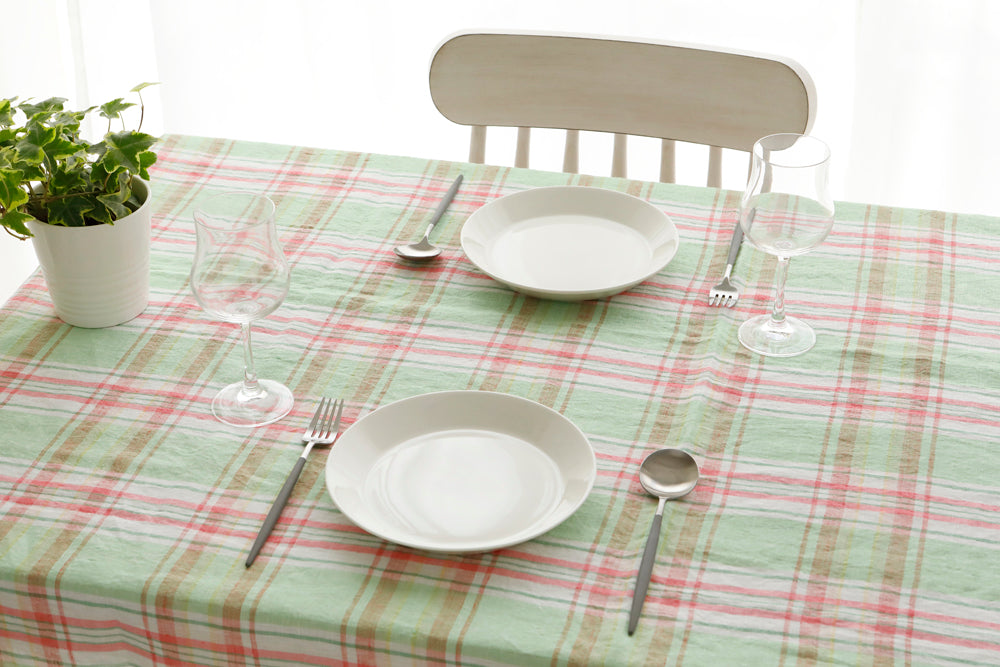Linen Tablecloth_Emerald Check