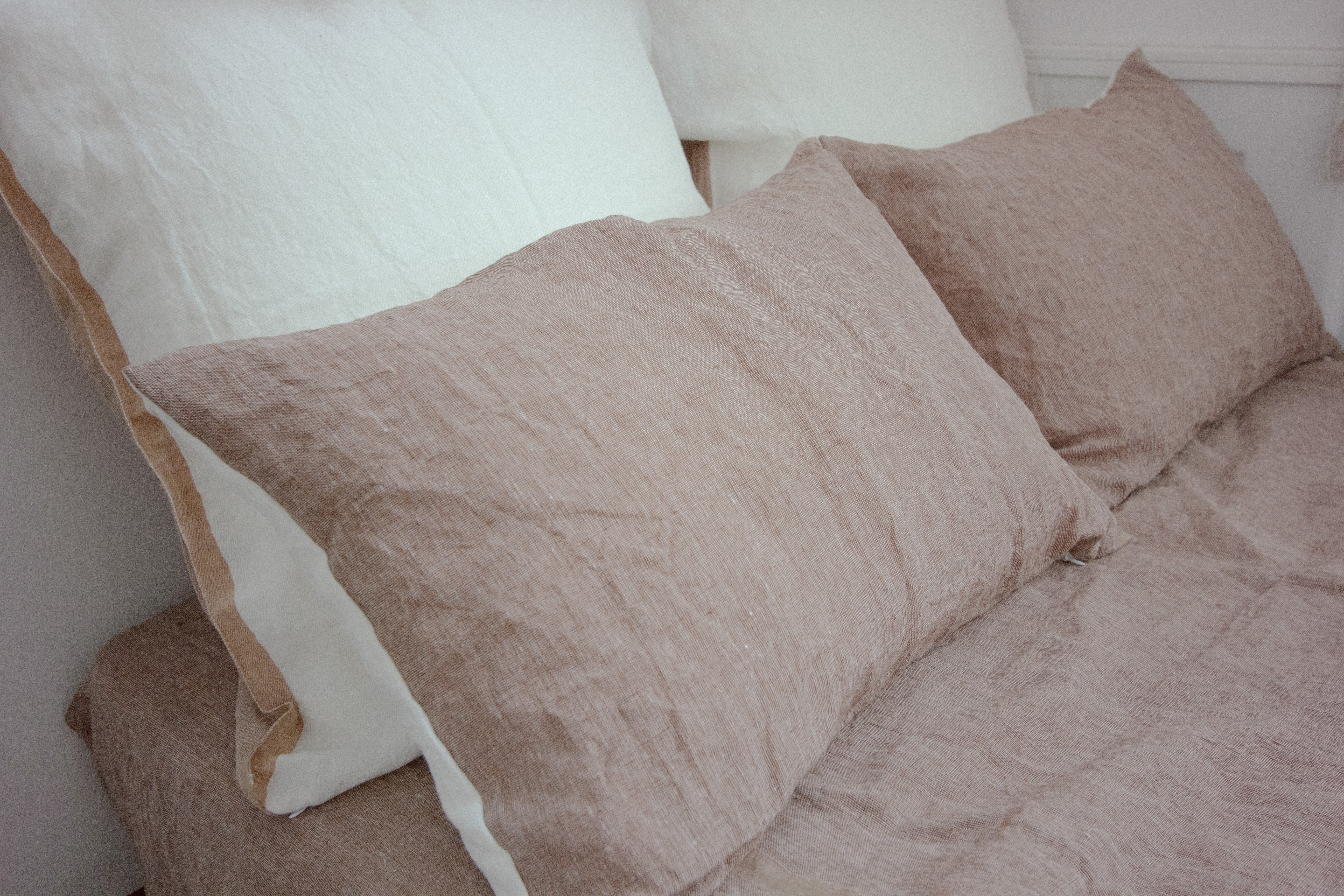 Kakishibu dyed selvedge linen pillow case
