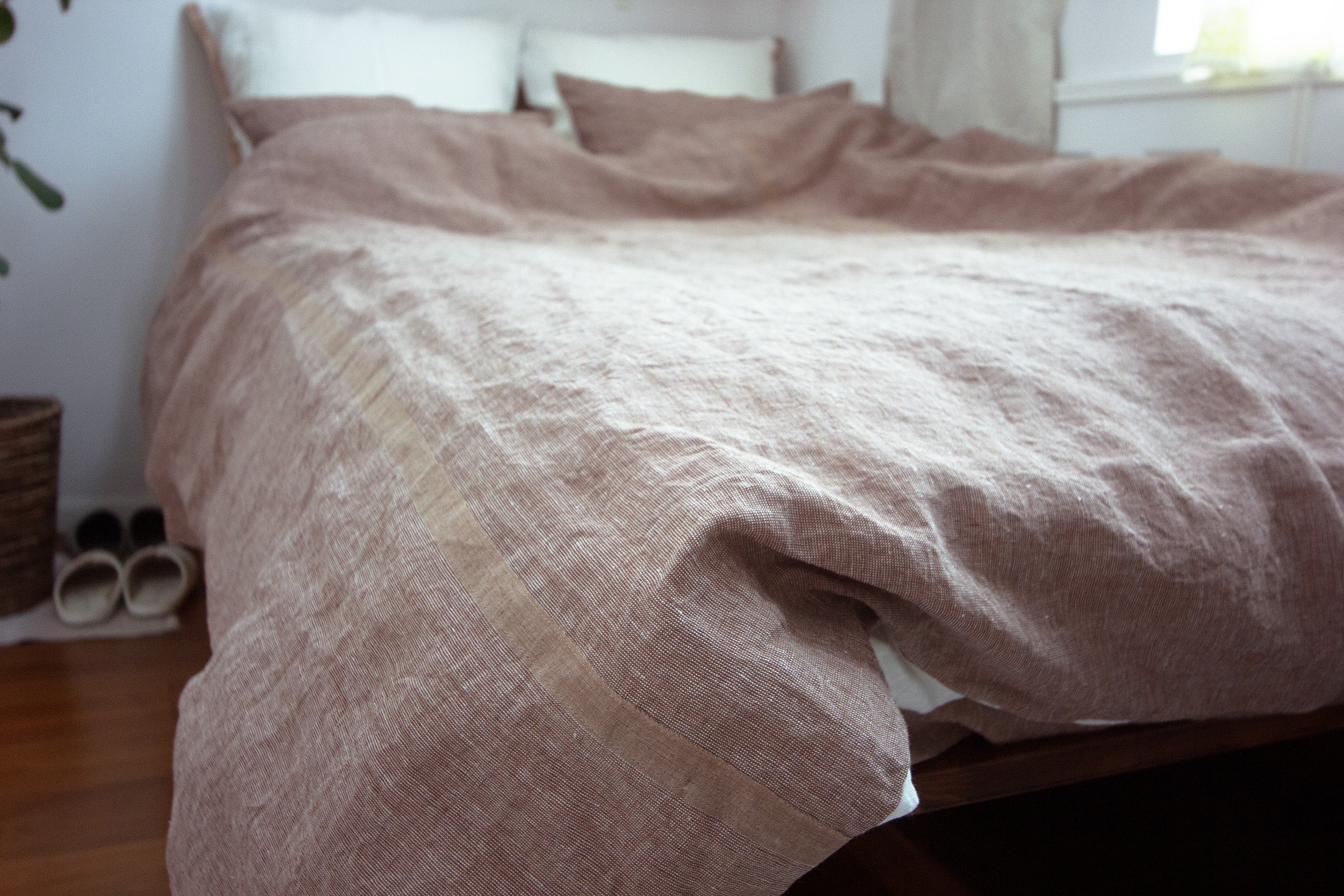Kakishibu dyed selvedge linen comforter case
