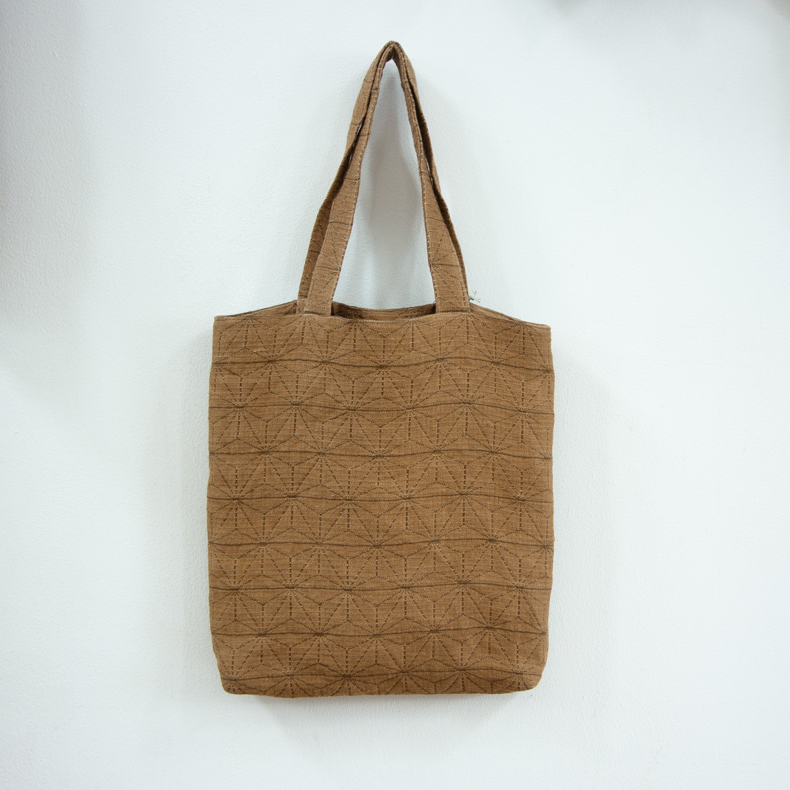 柿渋染め麻の葉模様トートバッグ