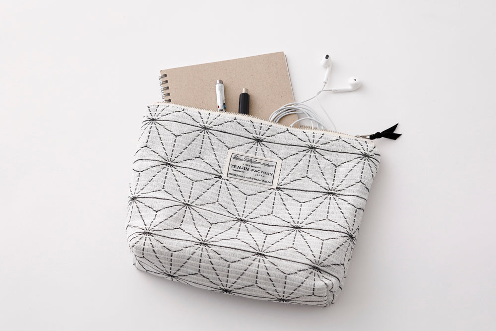 リネン麻の葉柄ショルダーバッグ&ポーチ セット