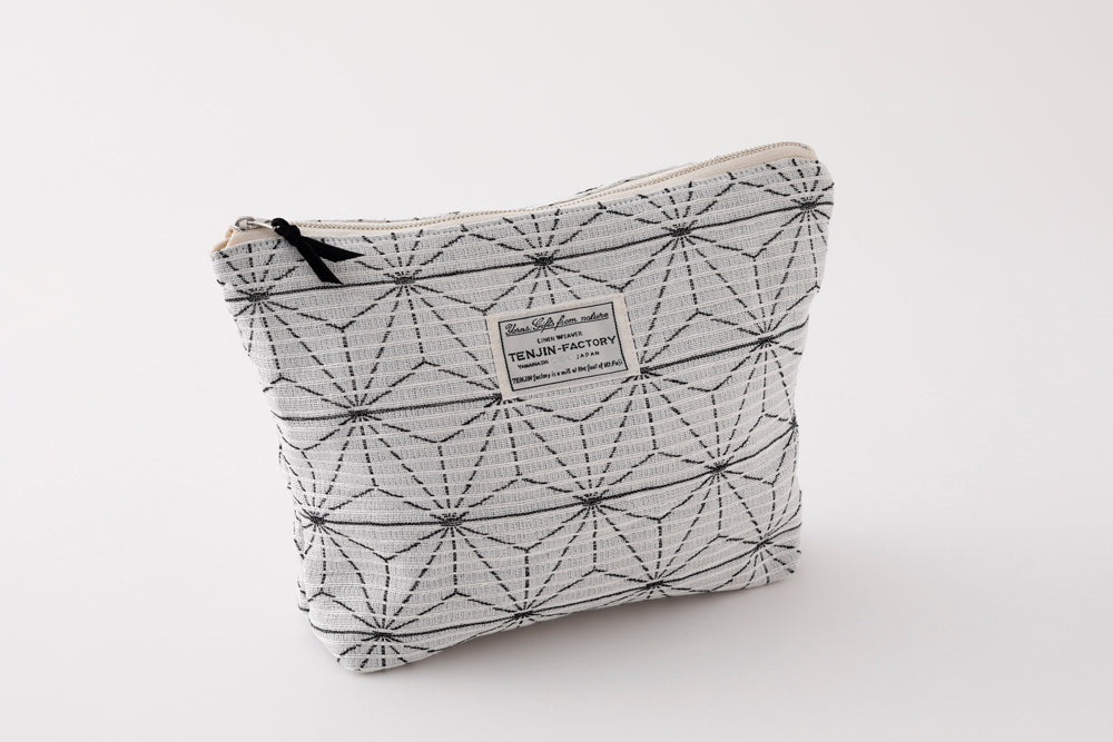 リネン麻の葉柄ショルダーバッグ&ポーチ セット