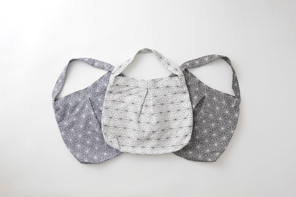 リネン麻の葉柄ショルダーバッグ&ポーチ セット