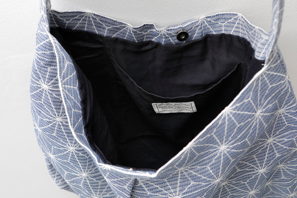 リネン麻の葉柄ショルダーバッグ&ポーチ セット