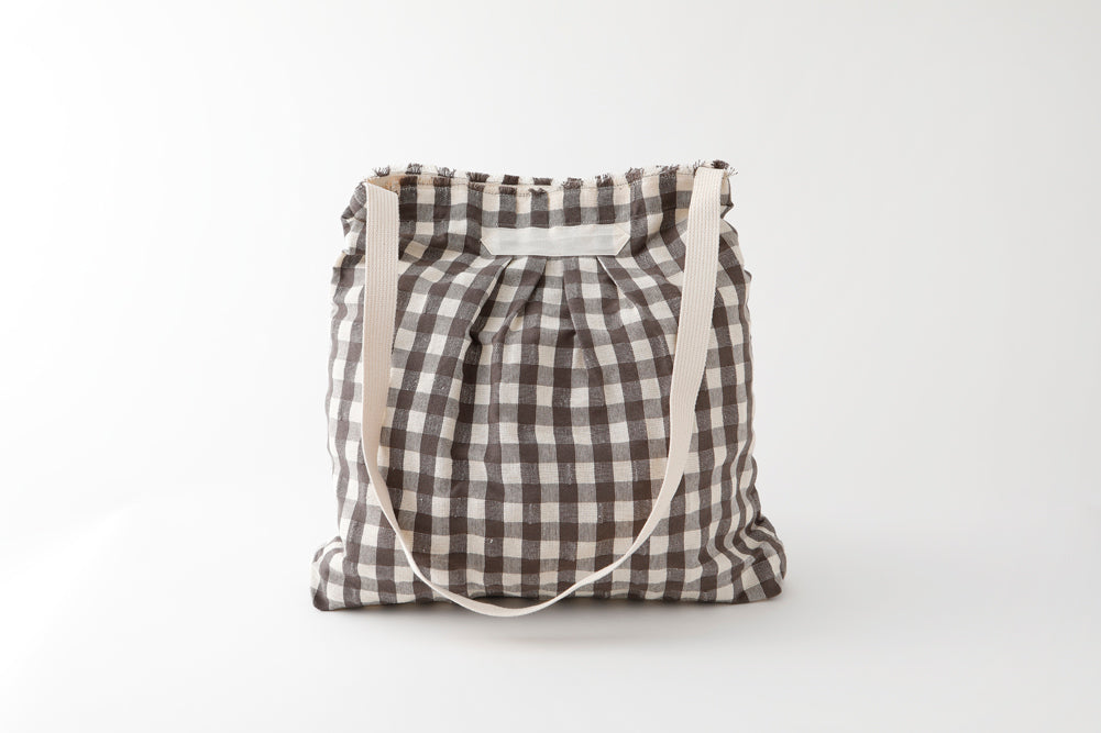 リネンギンガムバッグ