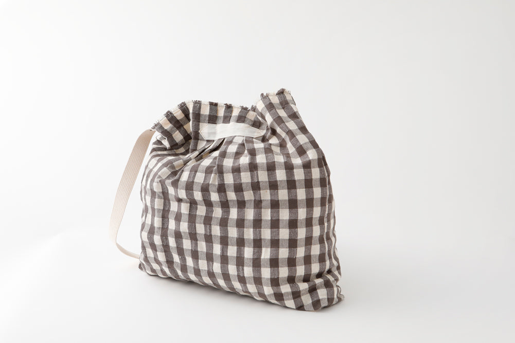 リネンギンガムバッグ