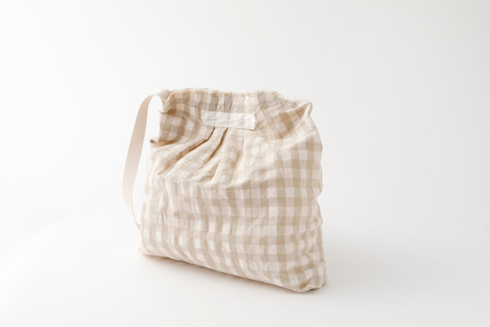 リネンギンガムバッグ
