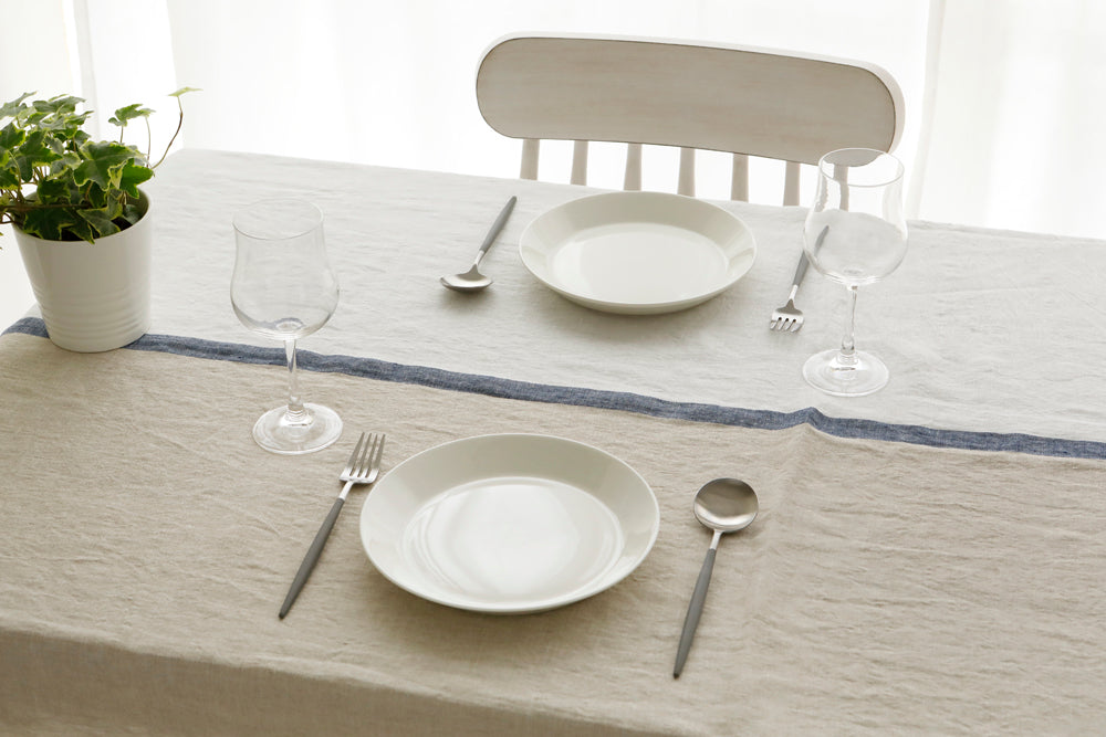 Linen Tablecloth_Bicolor with center strip