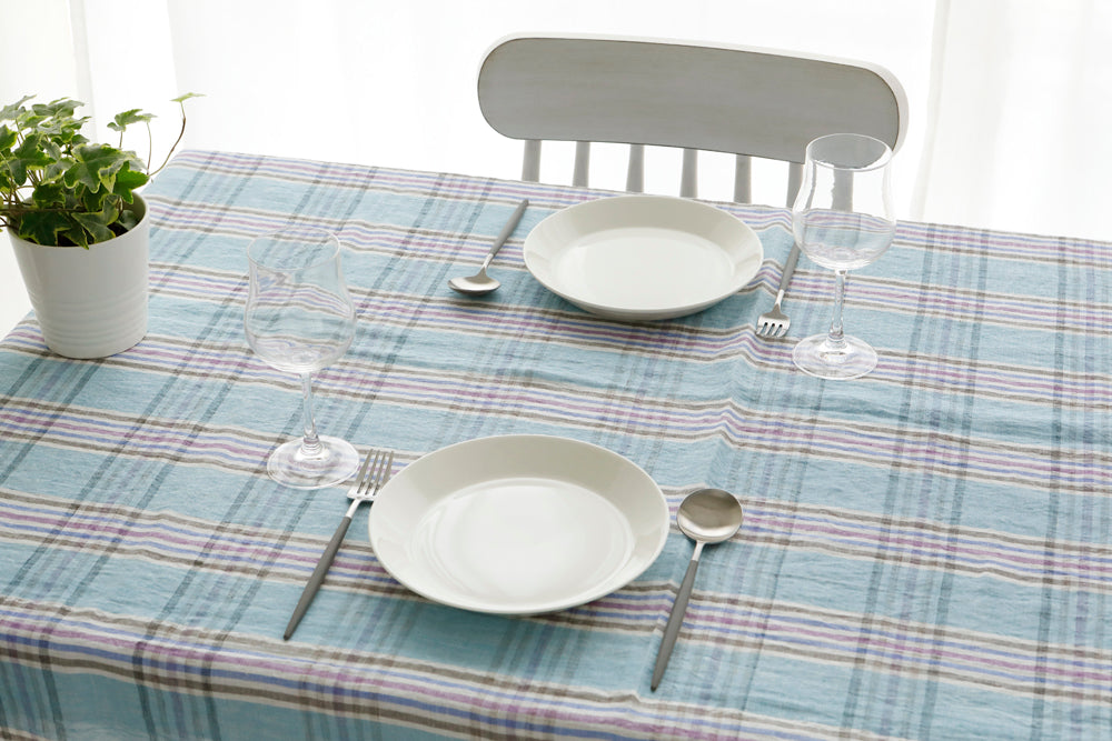 Linen Tablecloth_Lavender Check
