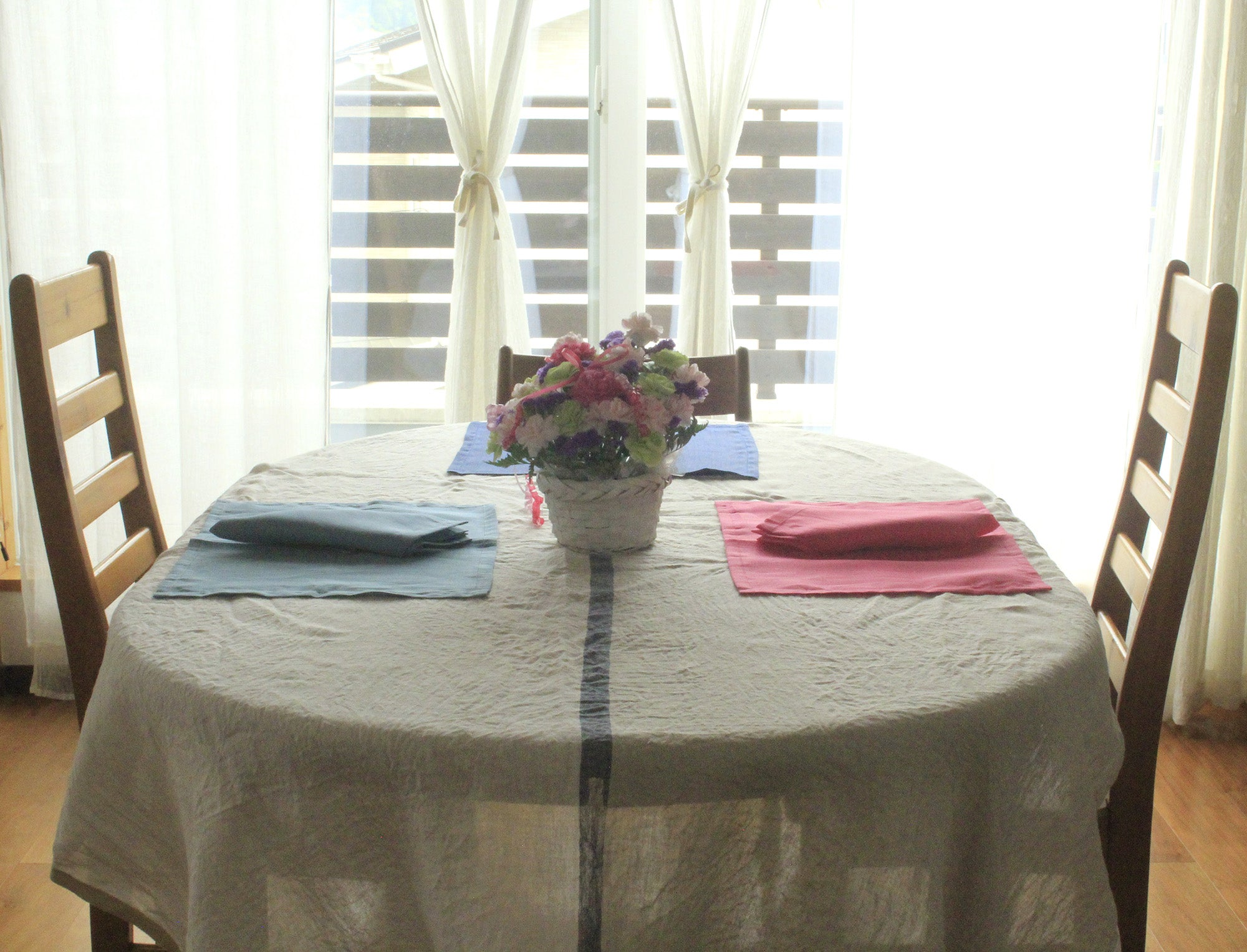 Linen Tablecloth_Bicolor with center strip