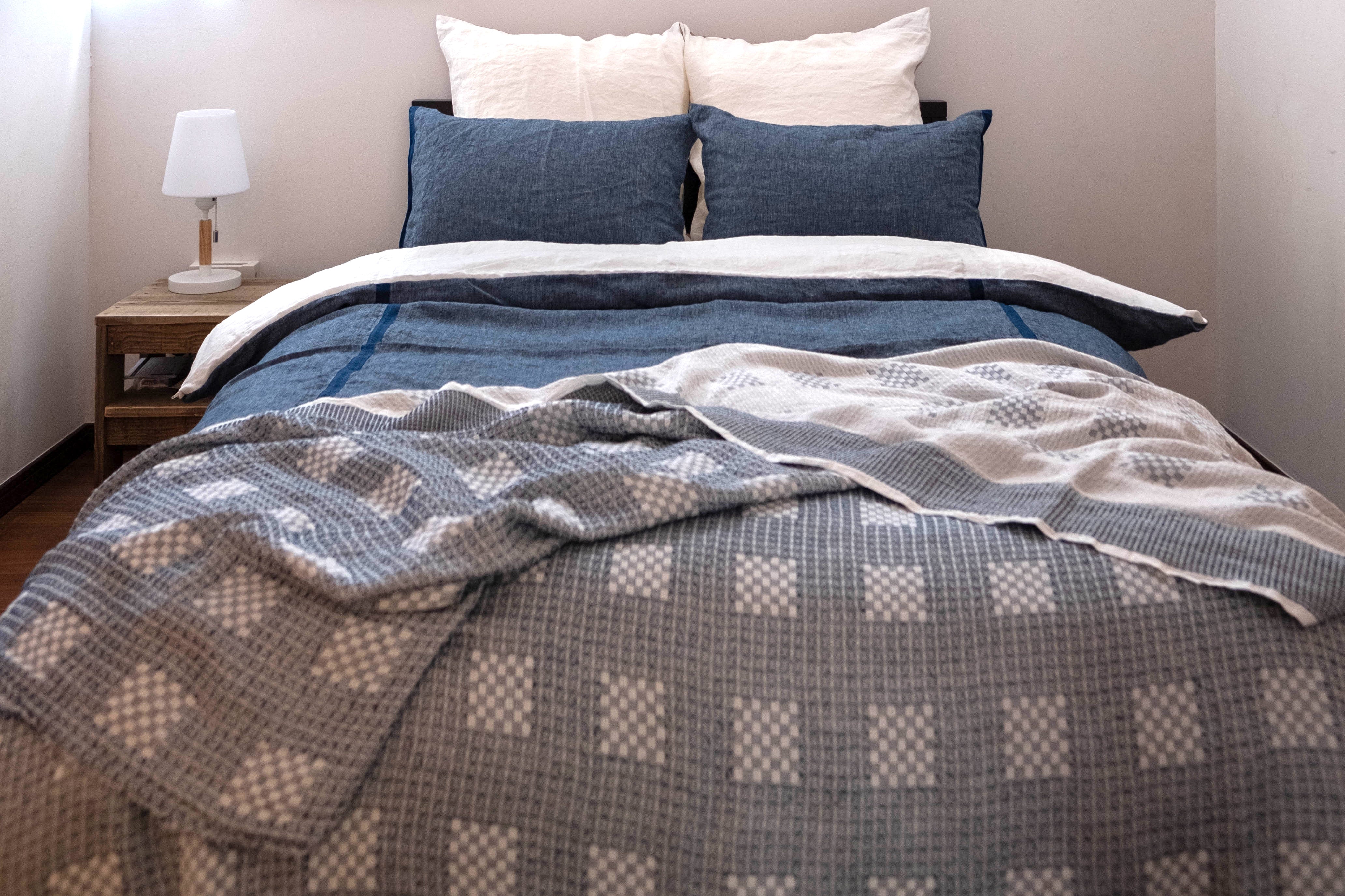 Indigo Linen&Cotton Blanket 藍染リネンコットンブランケット