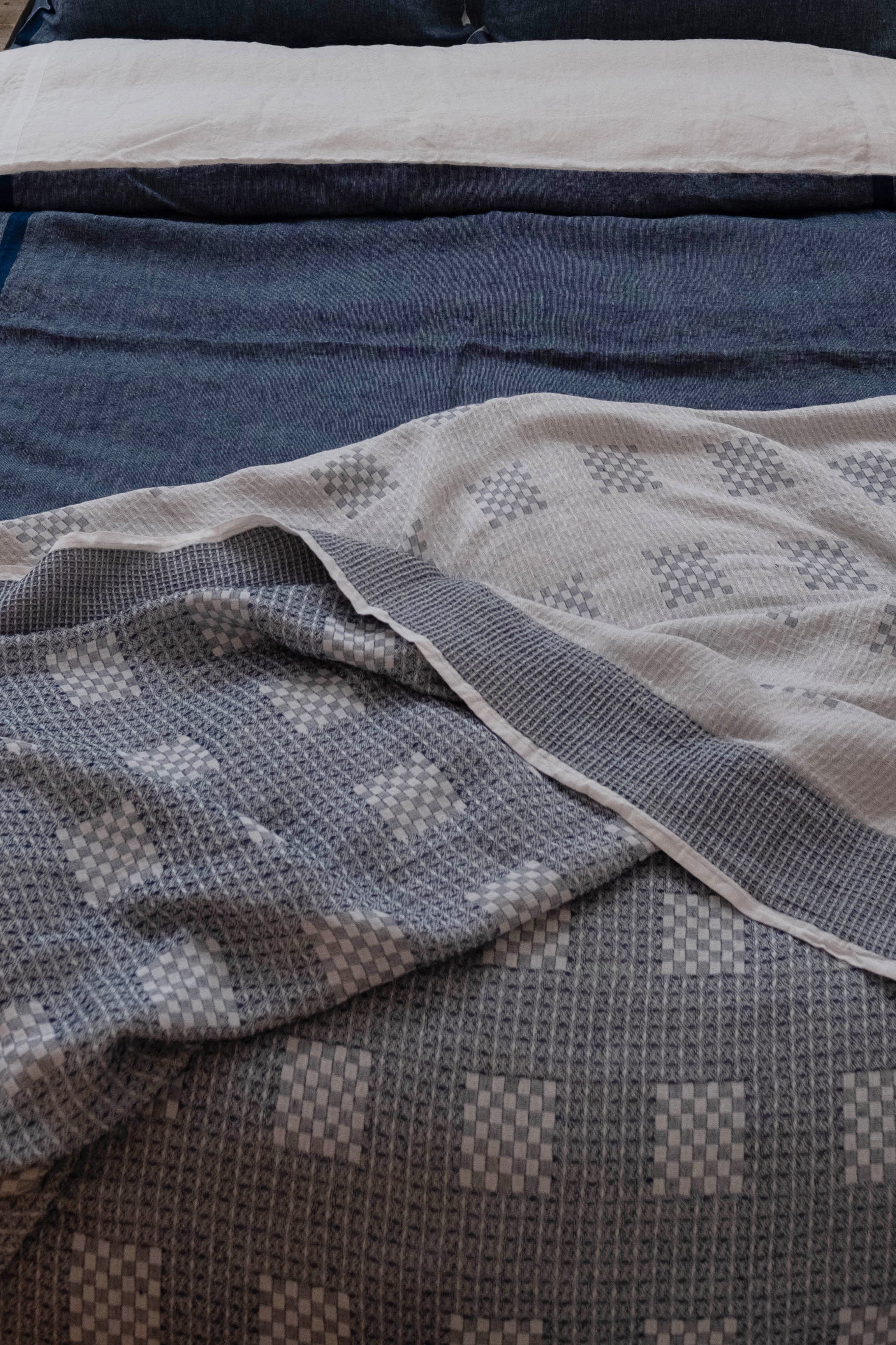 Indigo Linen&Cotton Blanket 藍染リネンコットンブランケット
