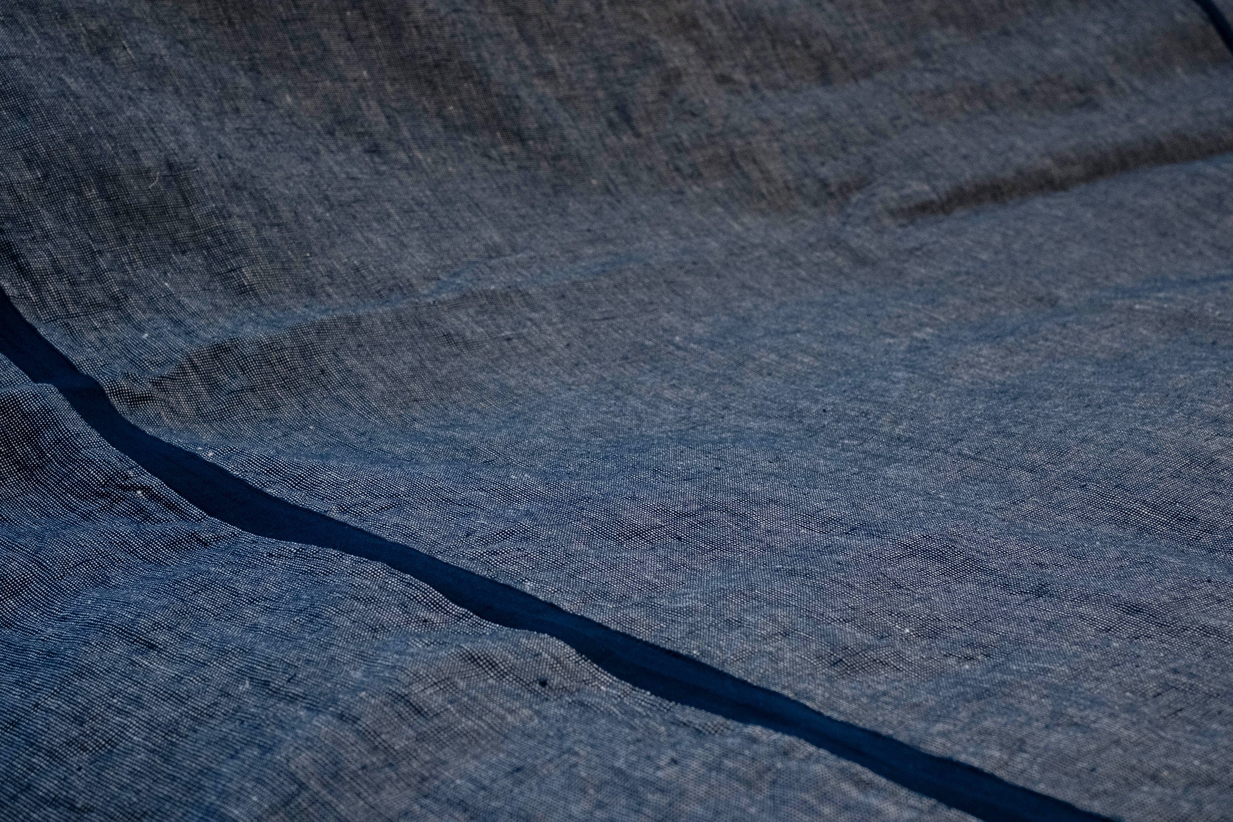 Indigo-dyed selvedge linen comforter case