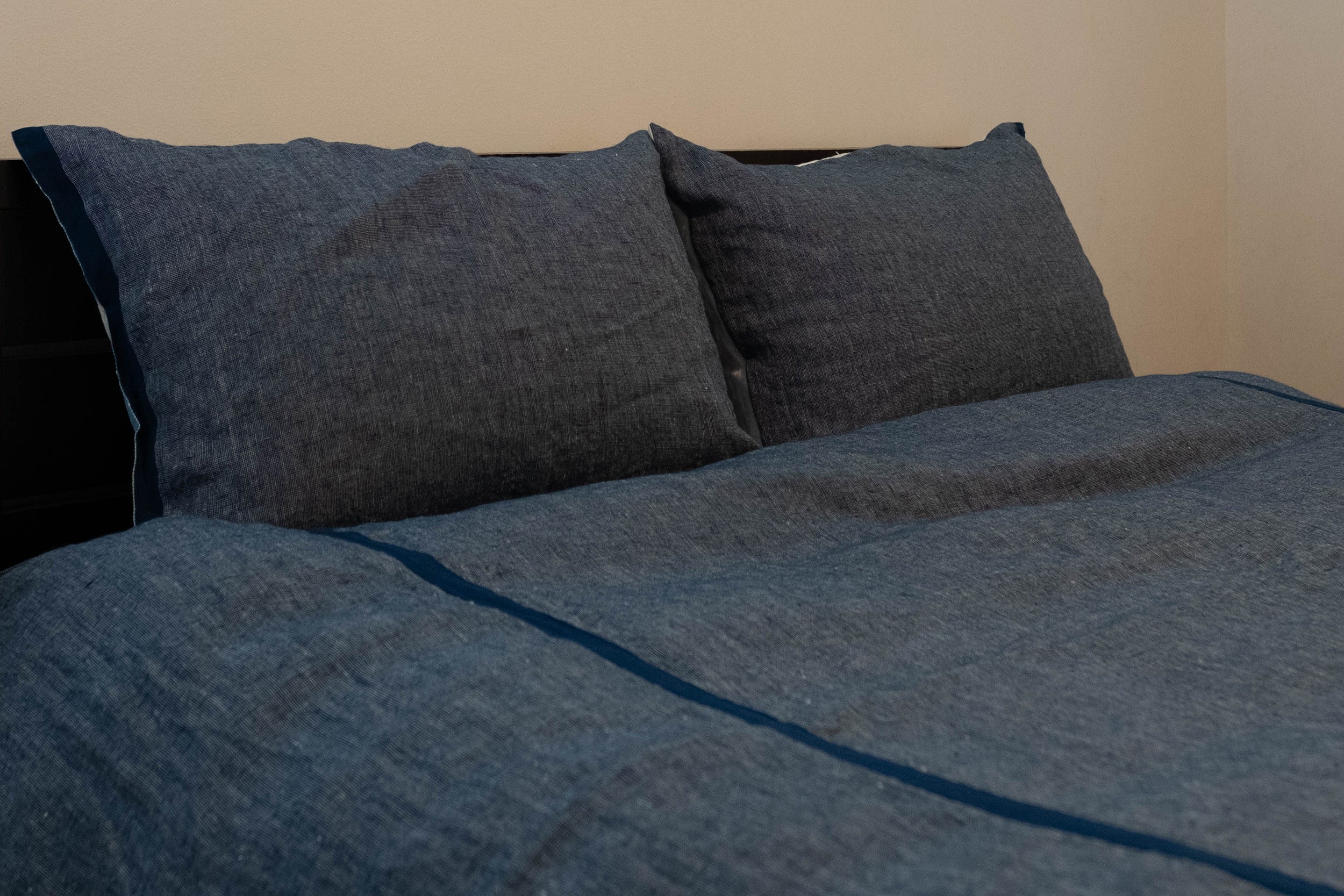 藍染めセルビッチリネンかけ布団カバー