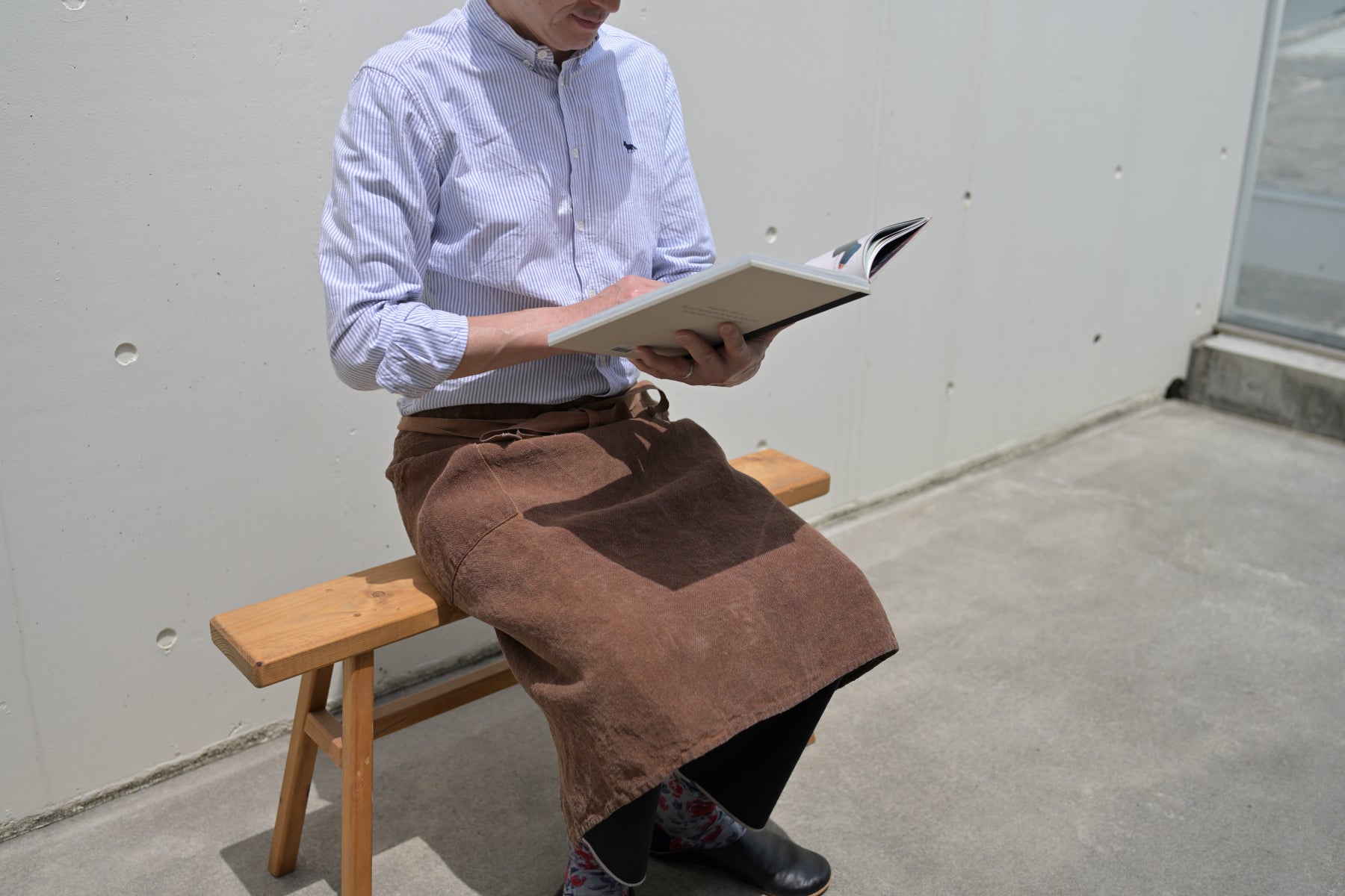 Persimmon dyed sommelier apron