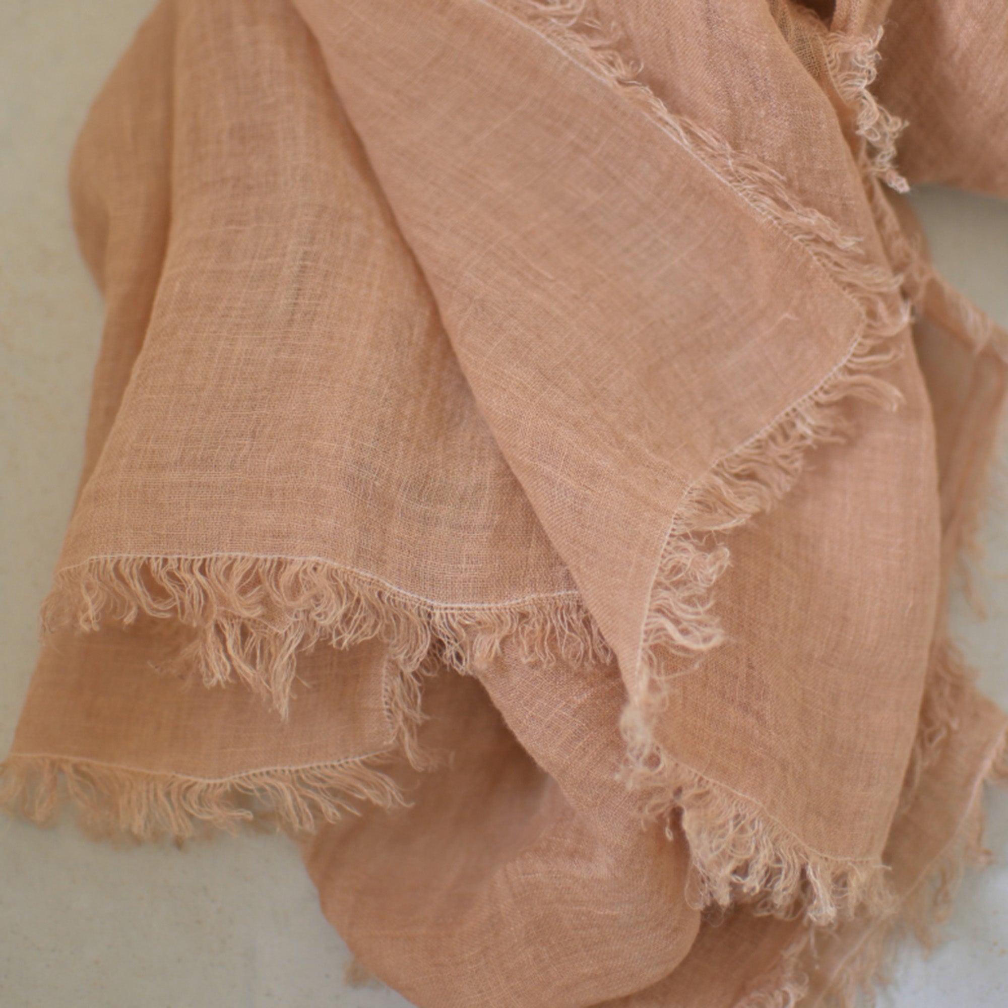 Persimmon dyed linen gauze scarf