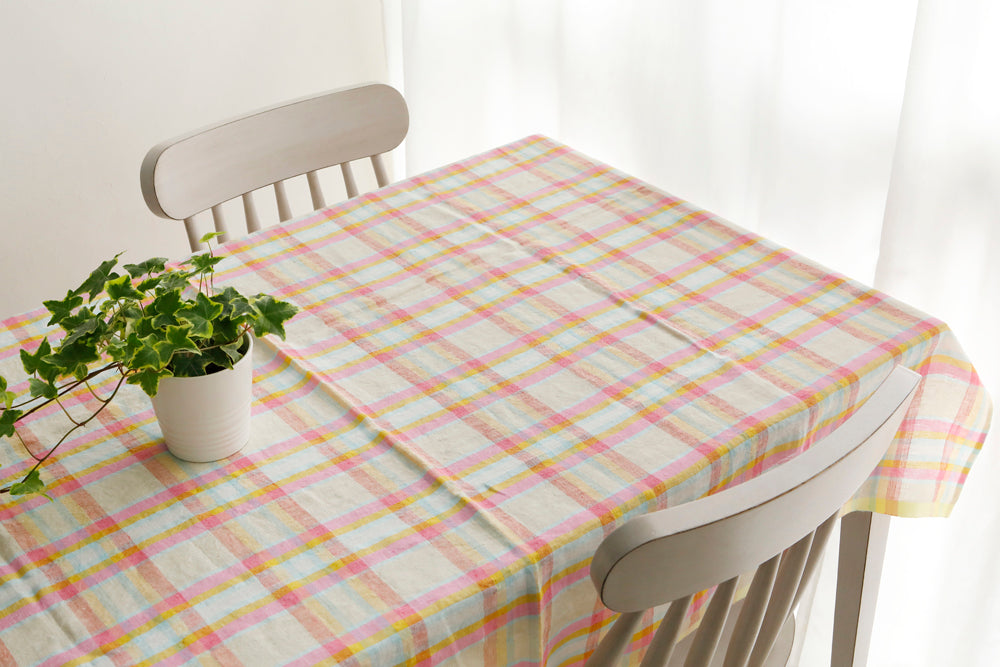 Linen Tablecloth_Pink Check