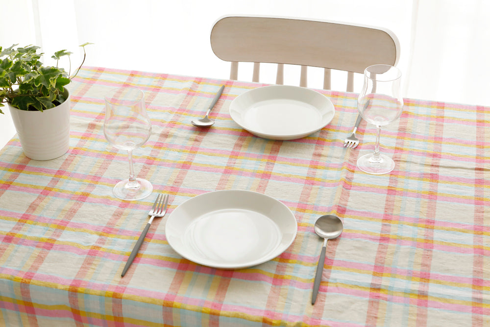 Linen Tablecloth_Pink Check