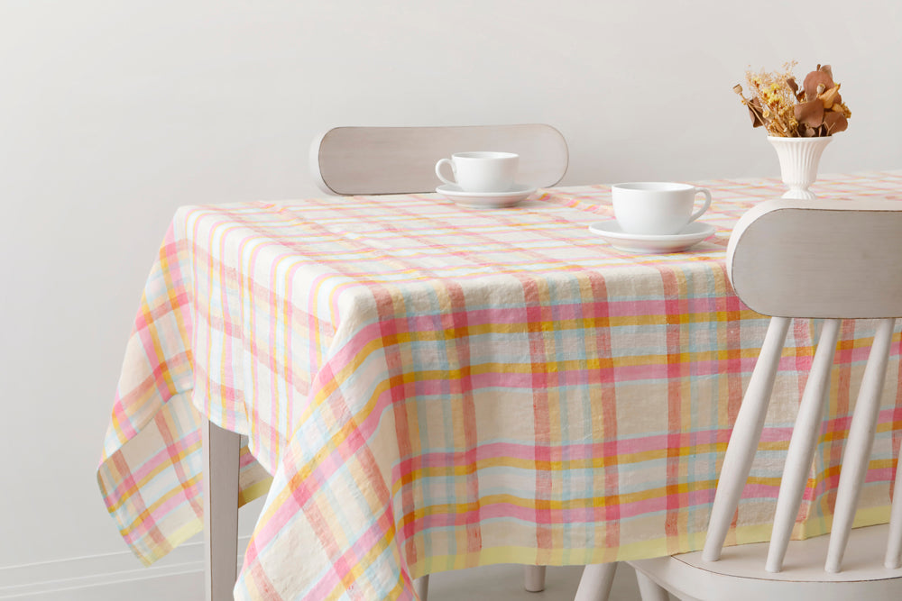 Linen Tablecloth_Pink Check