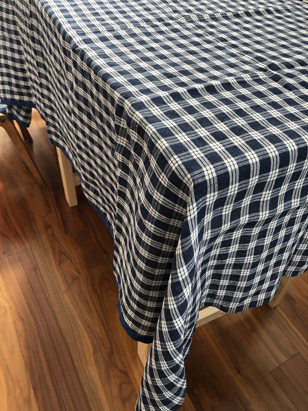 Linen Tablecloth_Navy Check