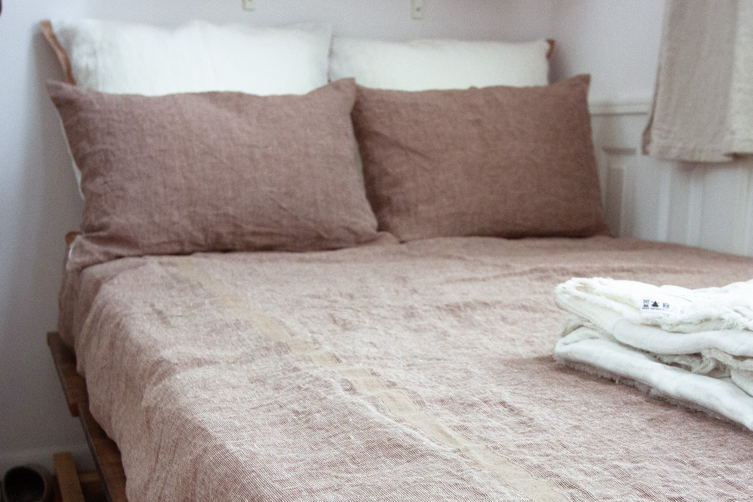 Kakishibu dyed selvedge linen pillow case