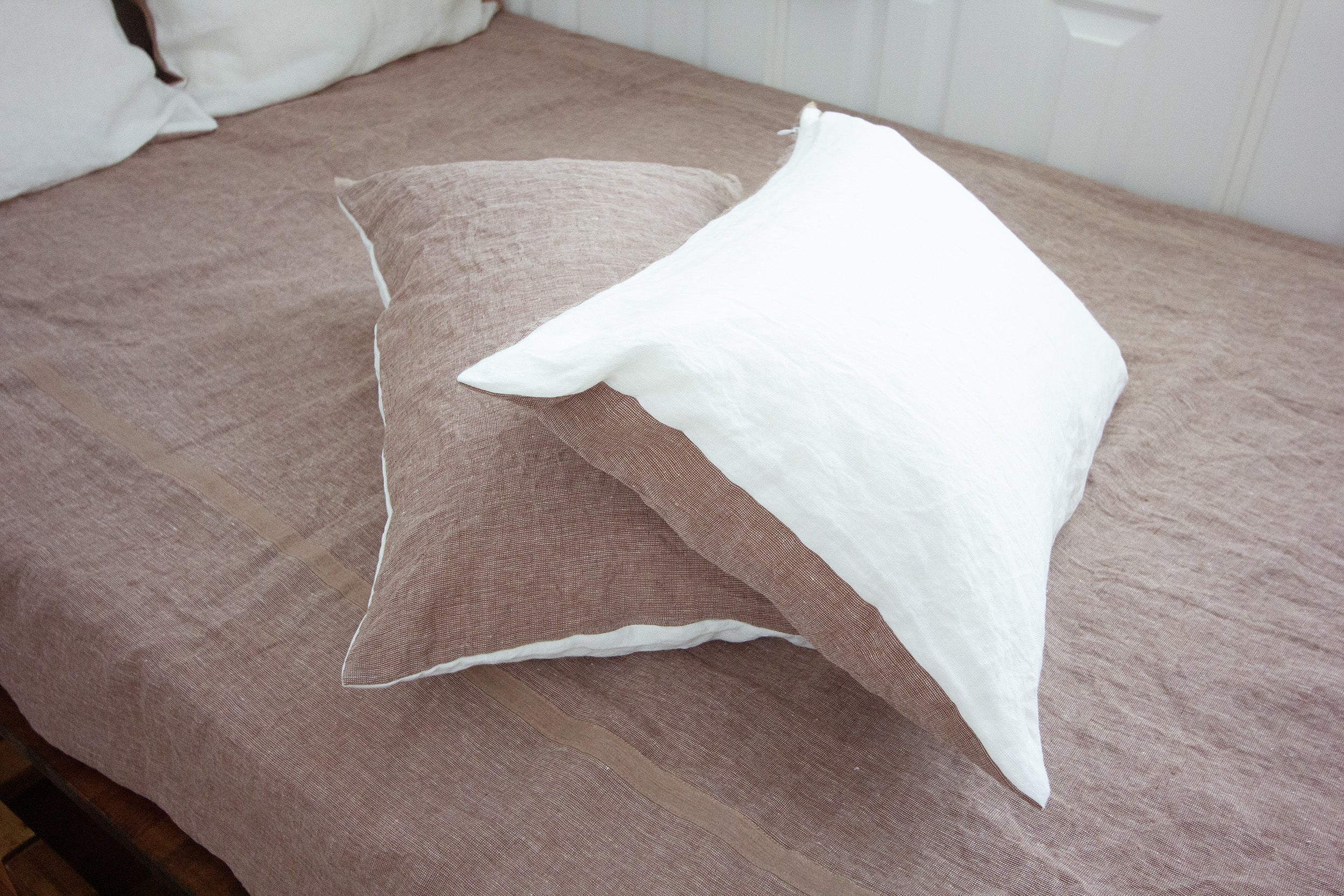 Kakishibu dyed selvedge linen pillow case
