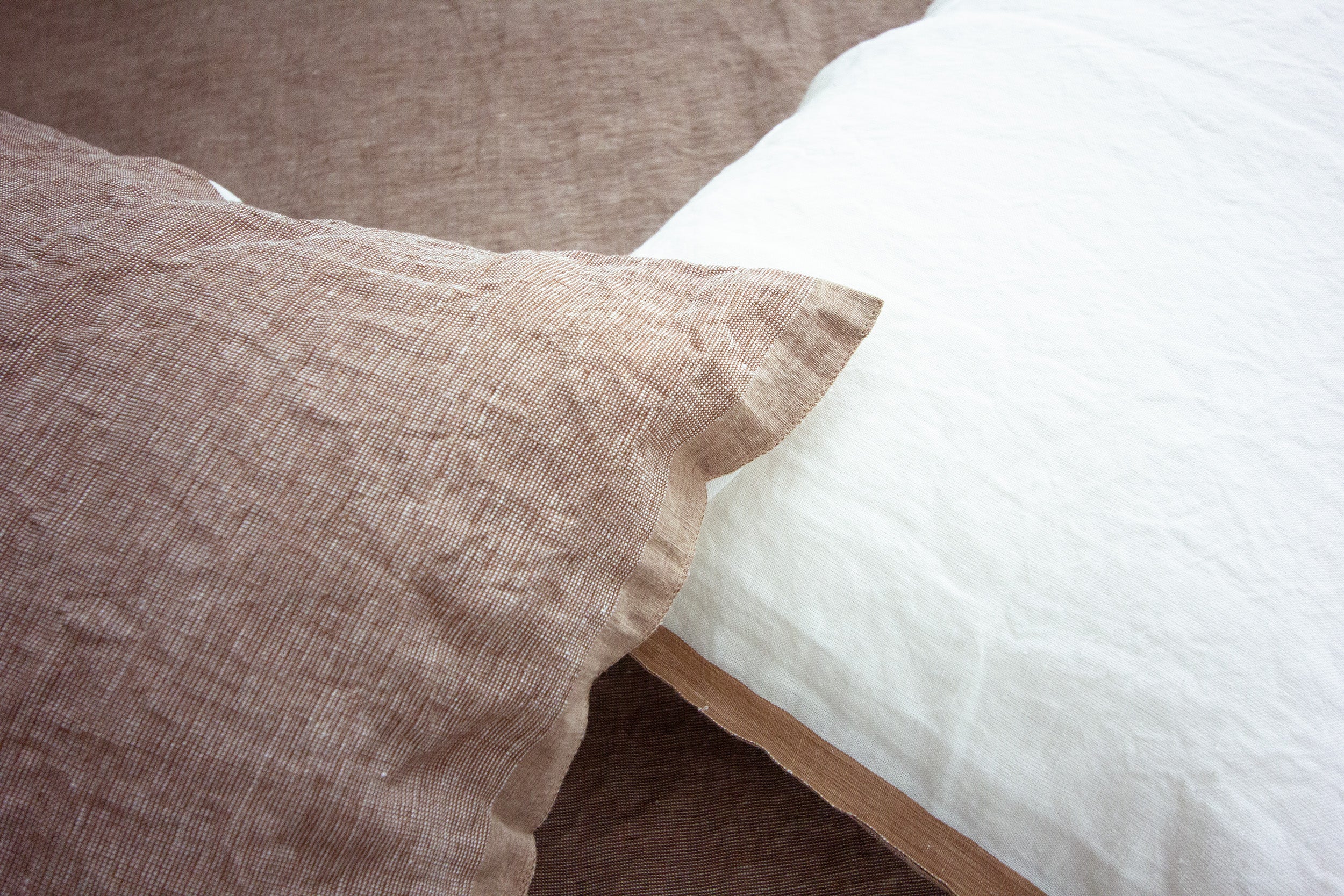 Kakishibu dyed selvedge linen pillow case