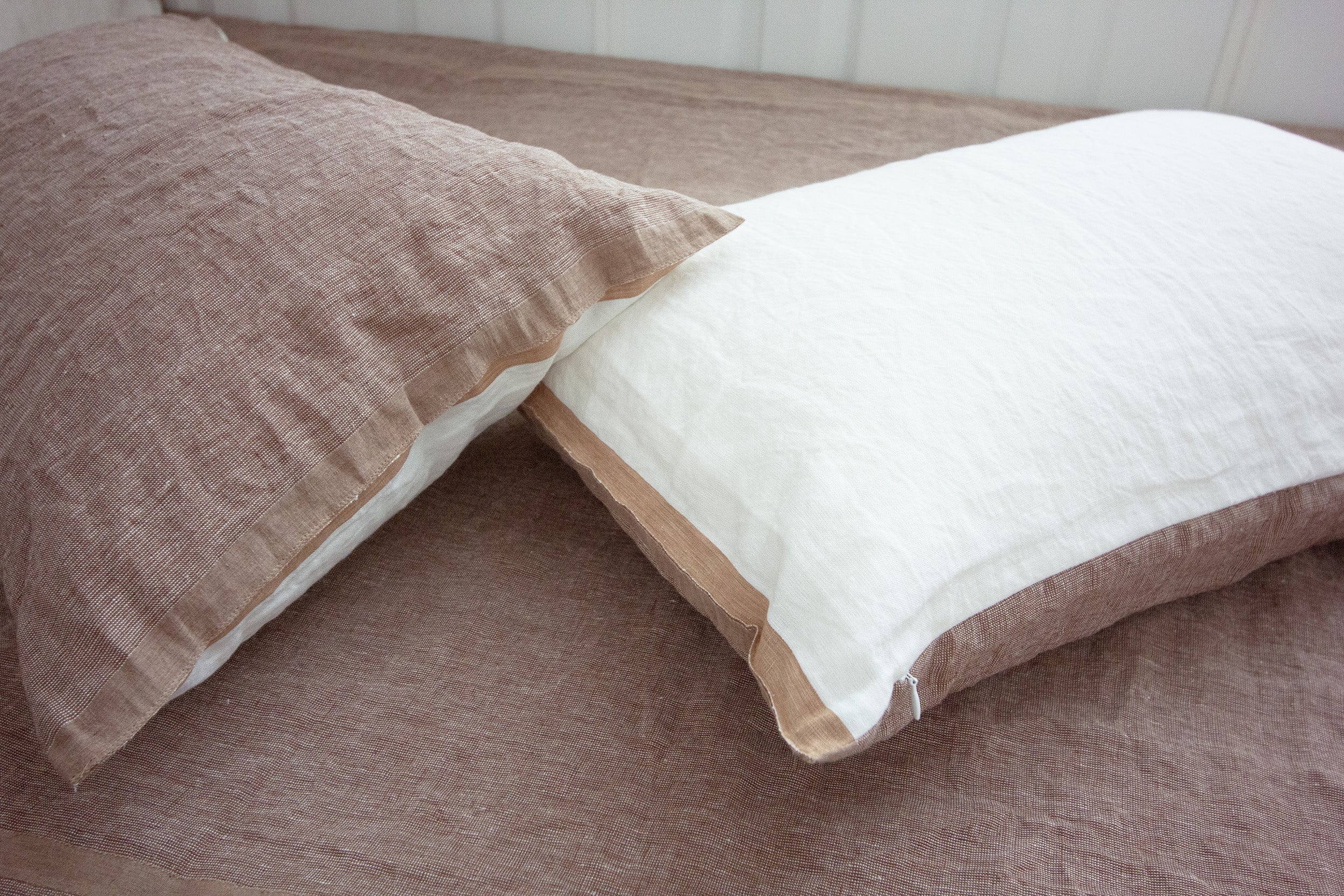 Kakishibu dyed selvedge linen pillow case