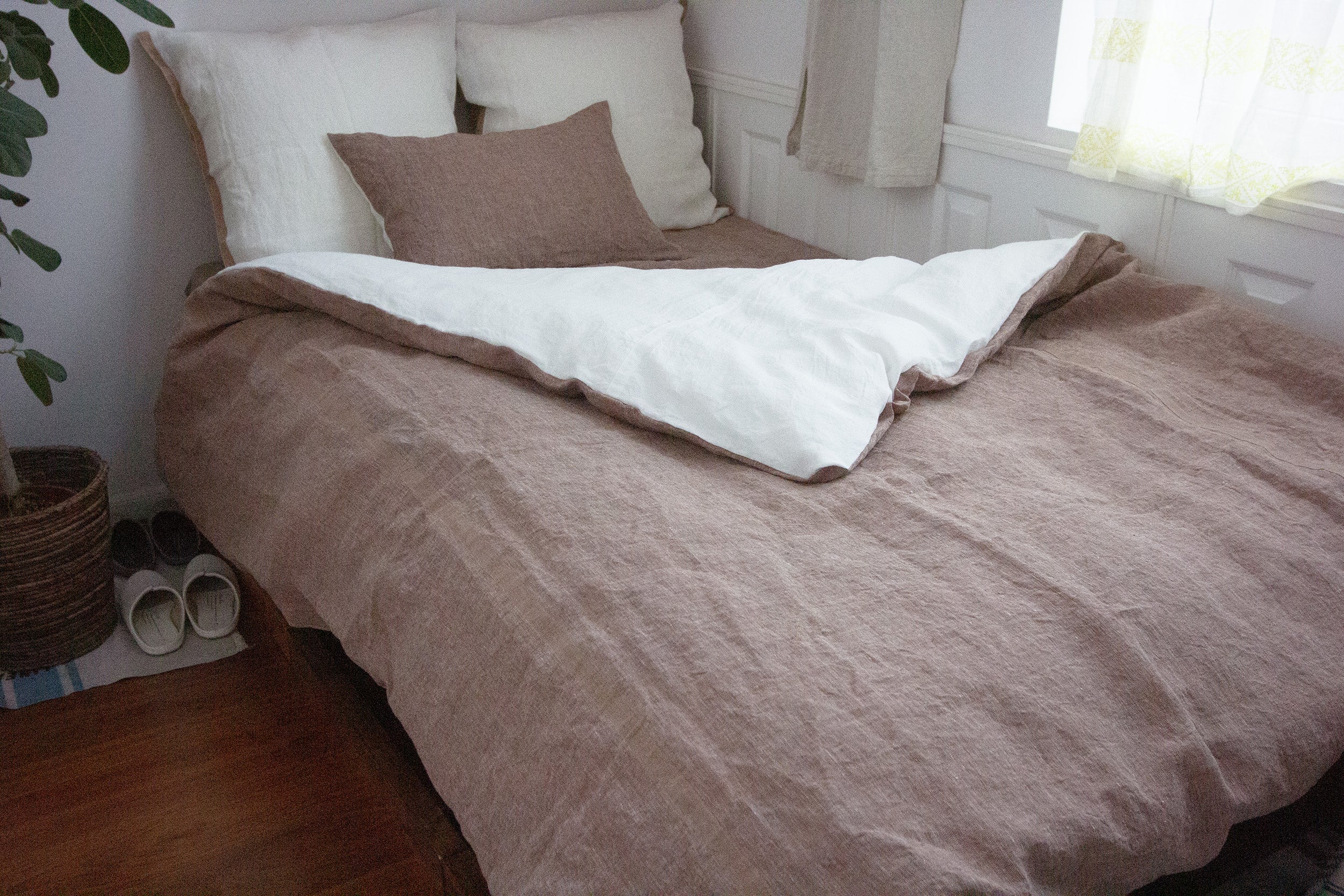 Kakishibu dyed selvedge linen comforter case