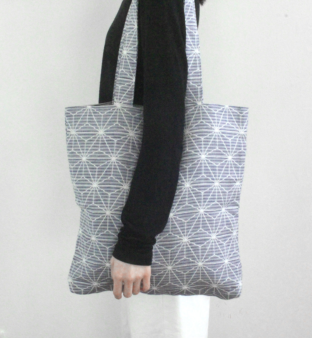 リネン麻の葉柄トートバッグ