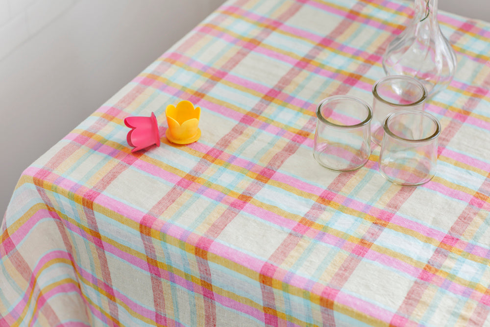 Linen Tablecloth_Pink Check