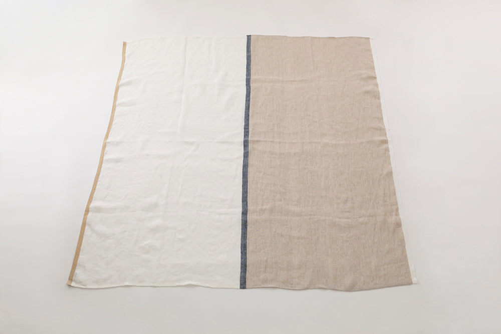 Linen Tablecloth＿Bicolor with center strip
