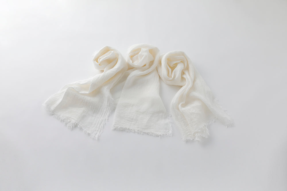 Linen White Long Scarf