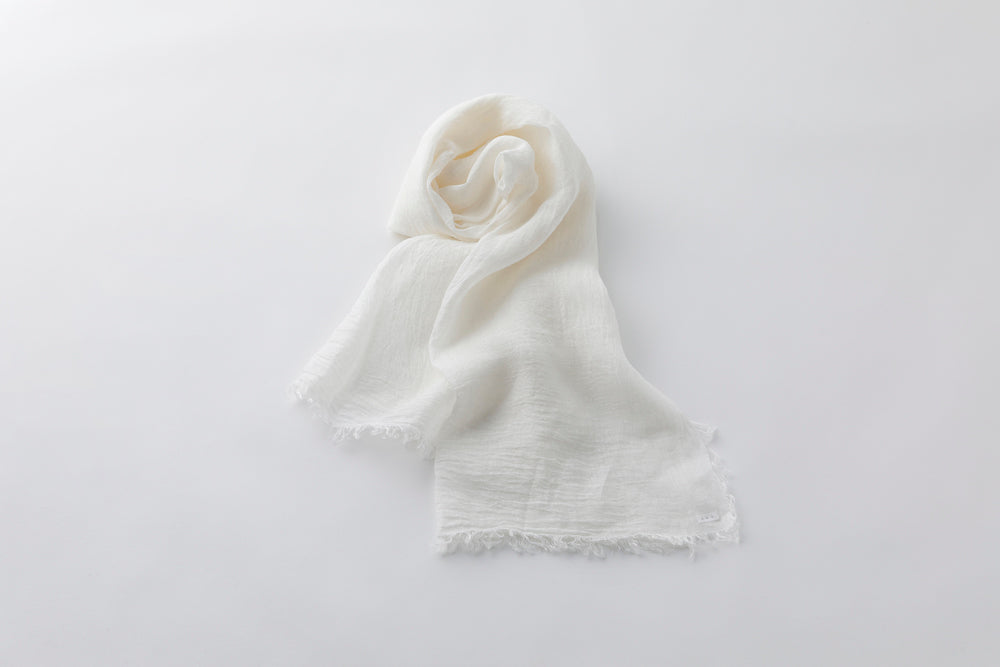 Linen White Long Scarf