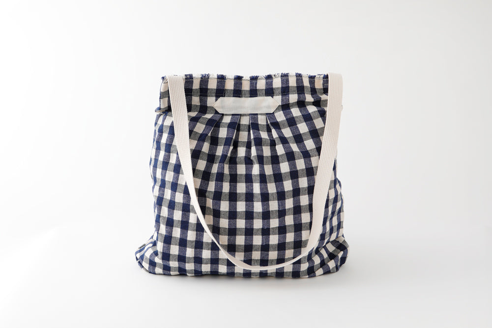 リネンギンガムバッグ