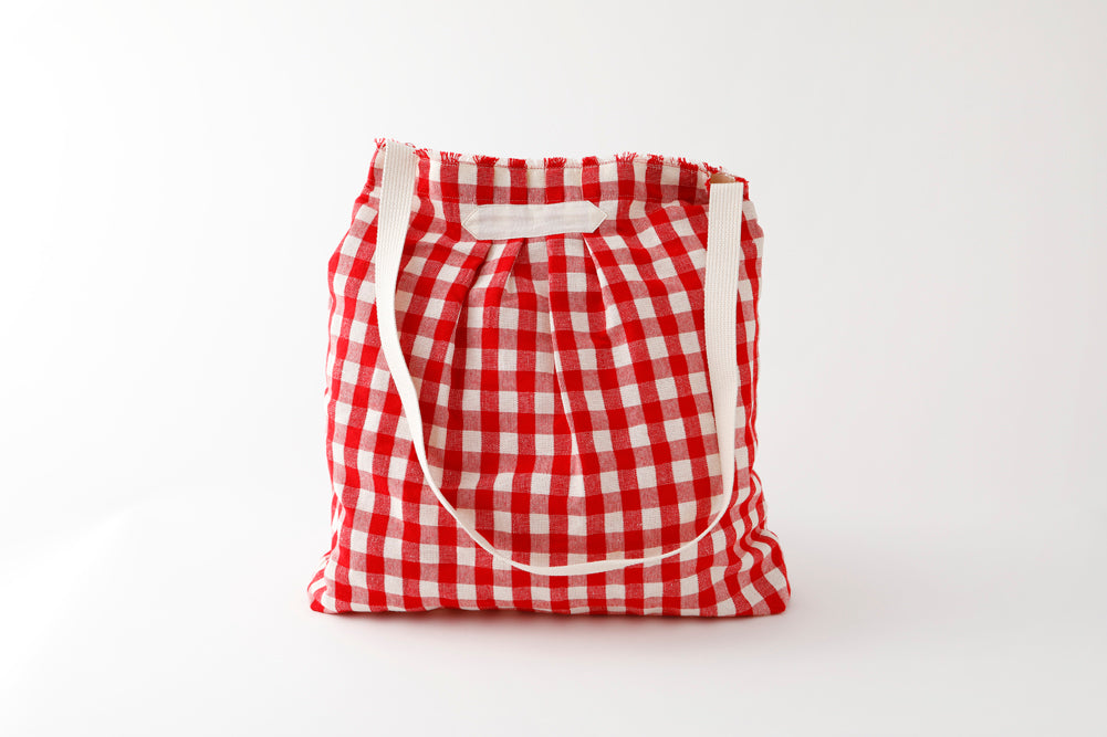 リネンギンガムバッグ