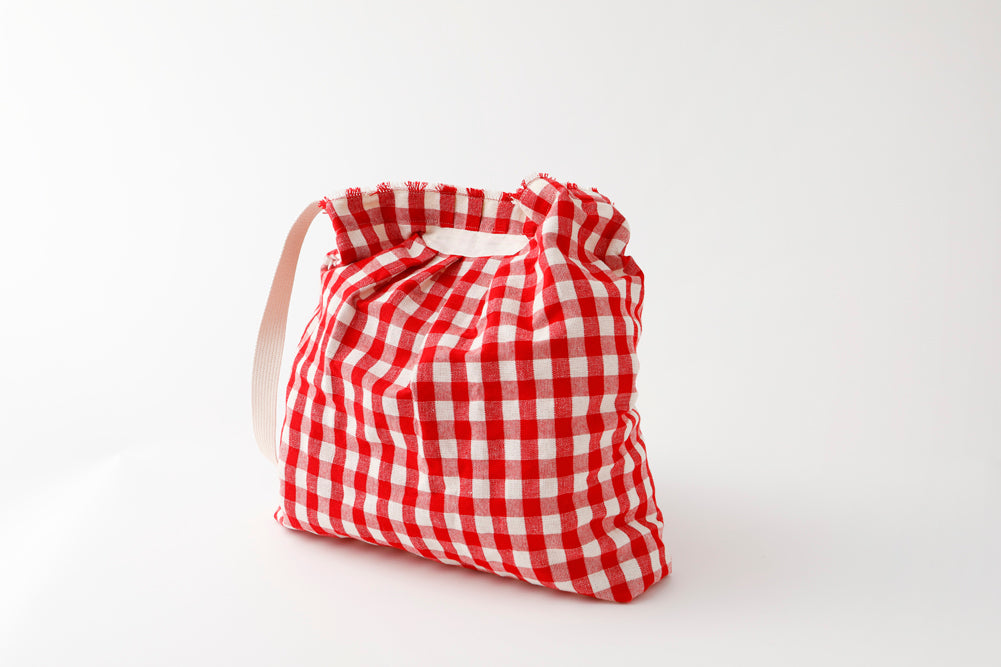 リネンギンガムバッグ