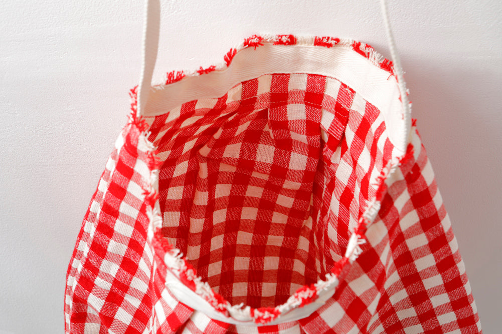 リネンギンガムバッグ