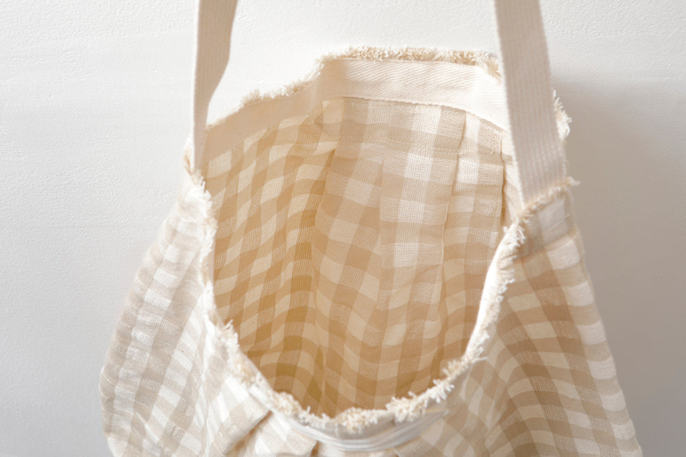 リネンギンガムバッグ