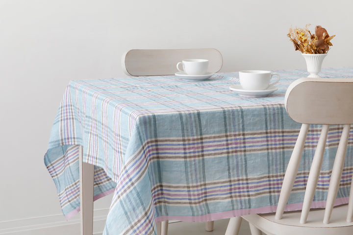 Linen Tablecloth_Lavender Check<p>リネンテーブルクロス_ラベンダーチェック</p>