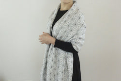 Long Scarf_Hemp Leaf Pattern<p>リネン麻の葉柄ストール</p>