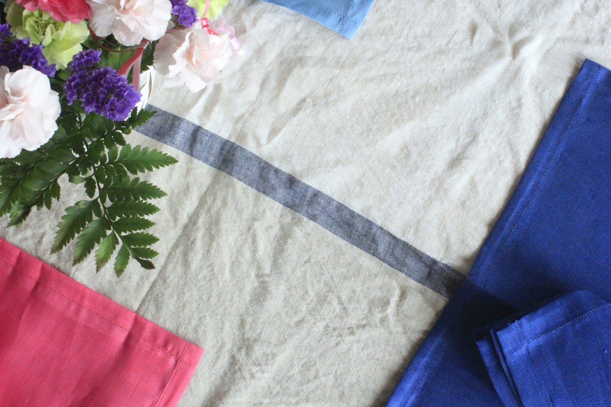 Linen Tablecloth＿Bicolor with center strip
