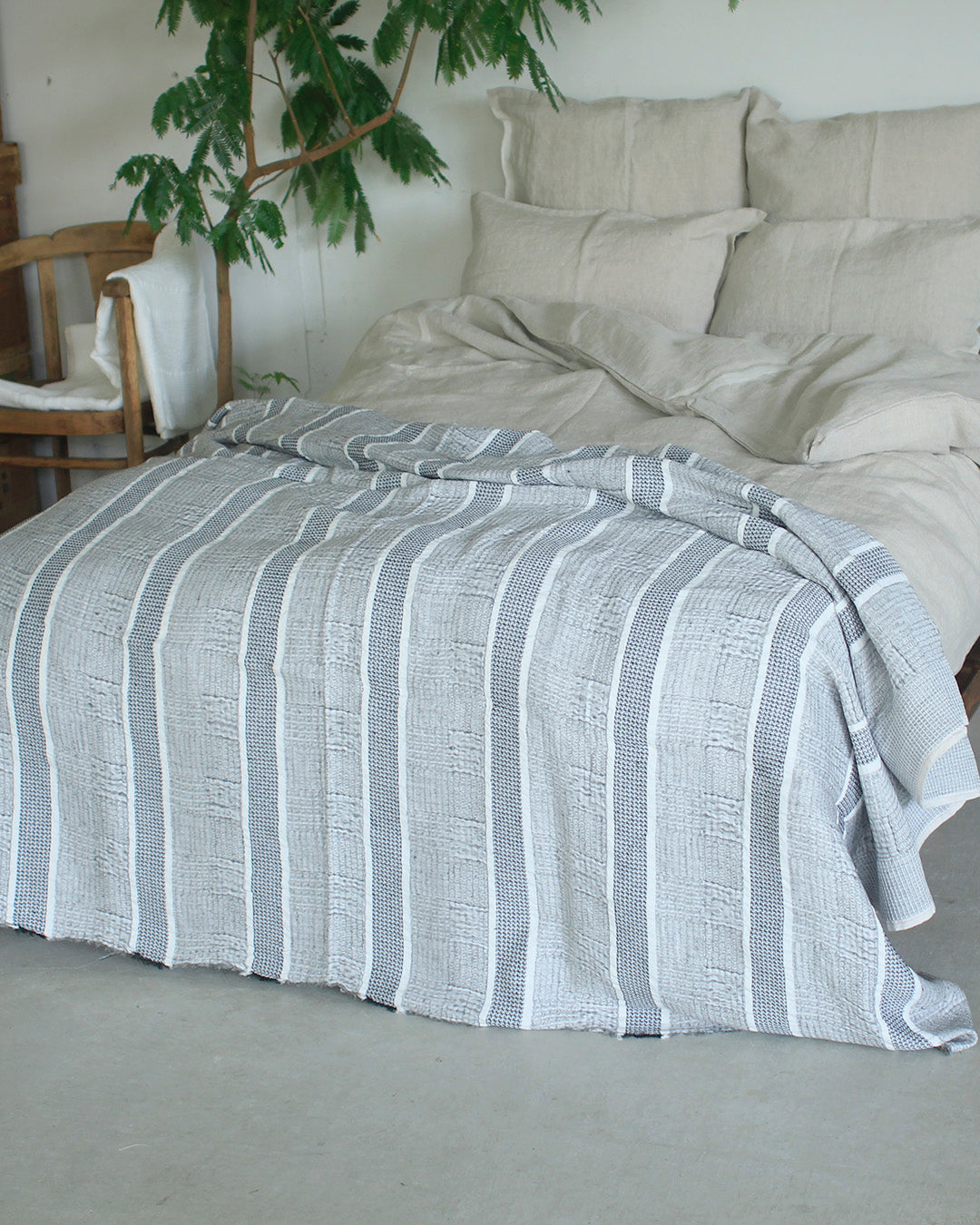 0622-3 BLANKET / BORDER ブランケット/ボーダー Honeycomb Border Blanket ハニカムボーダーブランケット